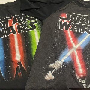 lightsaber star wars matrching long/short sleeve set boys 8/10 medium